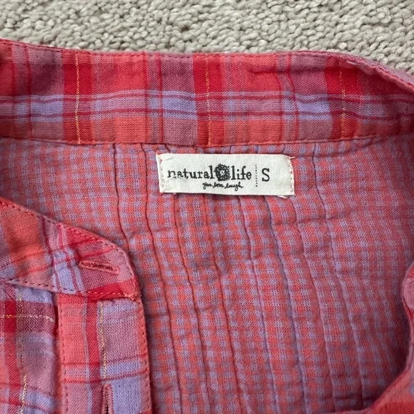 NATURAL LIFE Pink and Purple Plaid Blouse - Picture 5 of 5
